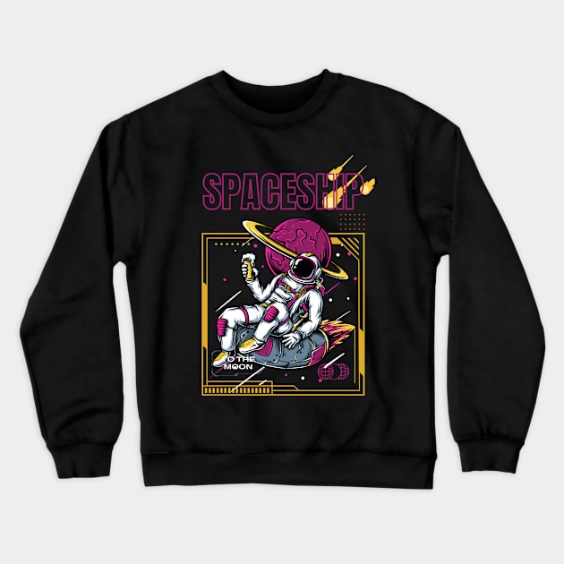 spaceship exploring the galaxy Crewneck Sweatshirt by Lusianus Bryan.Store